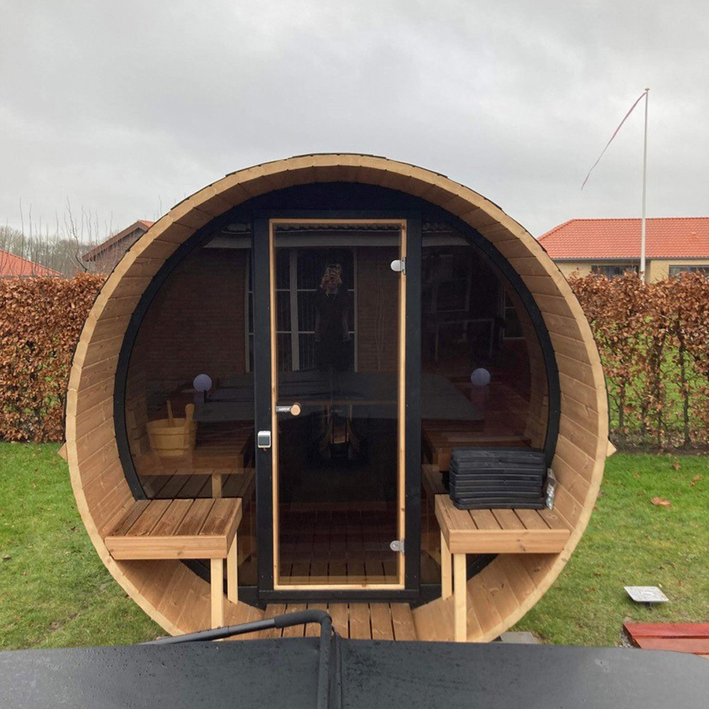 Stjarna Deluxe 280 Black Outdoor Wooden Barrel Sauna 6.8 x 9.1ft Image 9