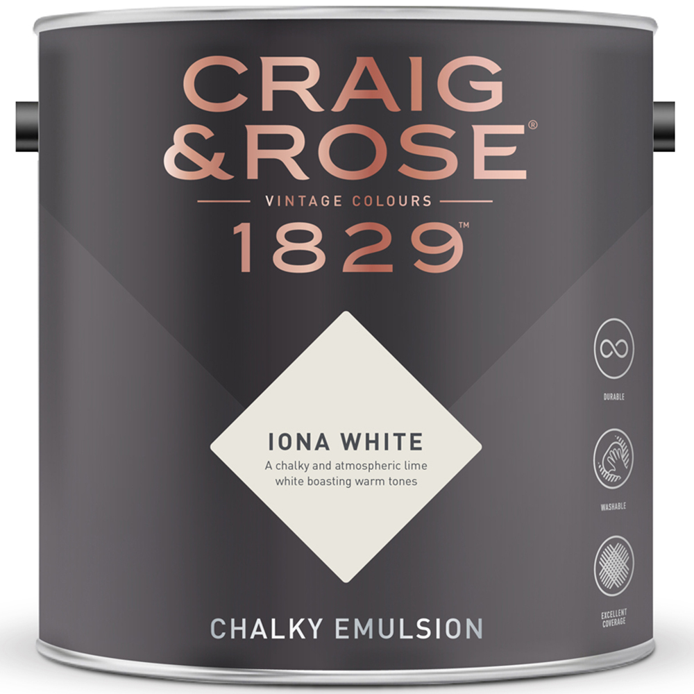 Craig & Rose Walls and Ceilings Iona White Chalky Emulsion Paint 5L Image 2