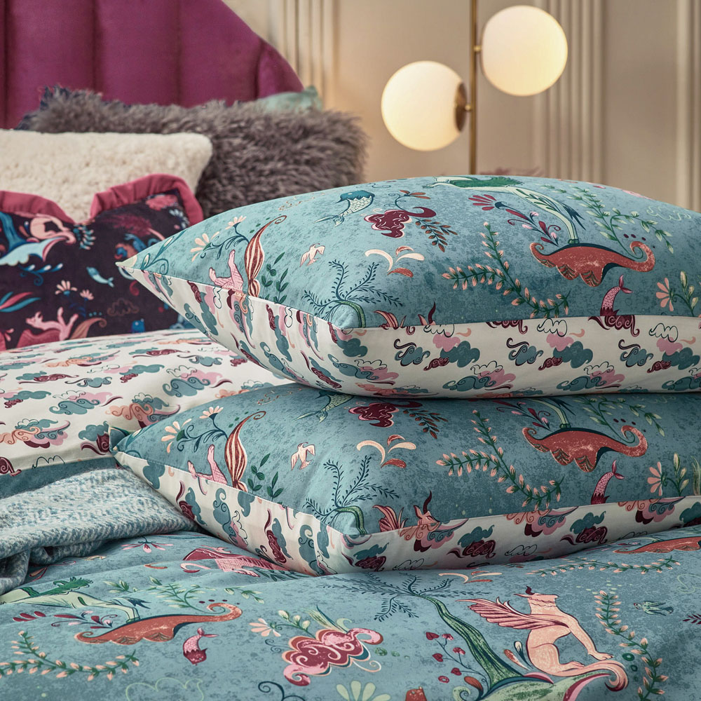 furn Athena Super King Size Mineral Blue Mythological Duvet Set Image 3