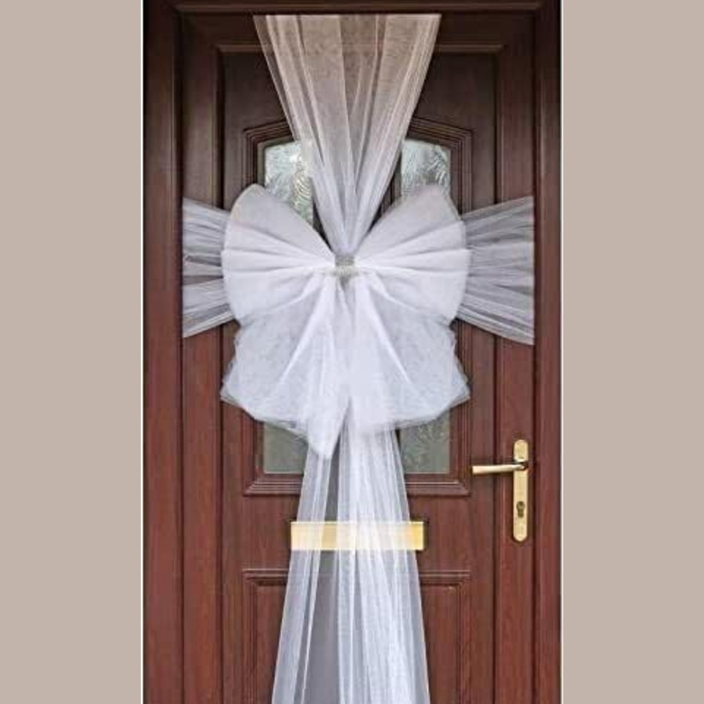 Marco Paul Diamante White Ribbon Door Bow Christmas Decoration 45cm Image 2