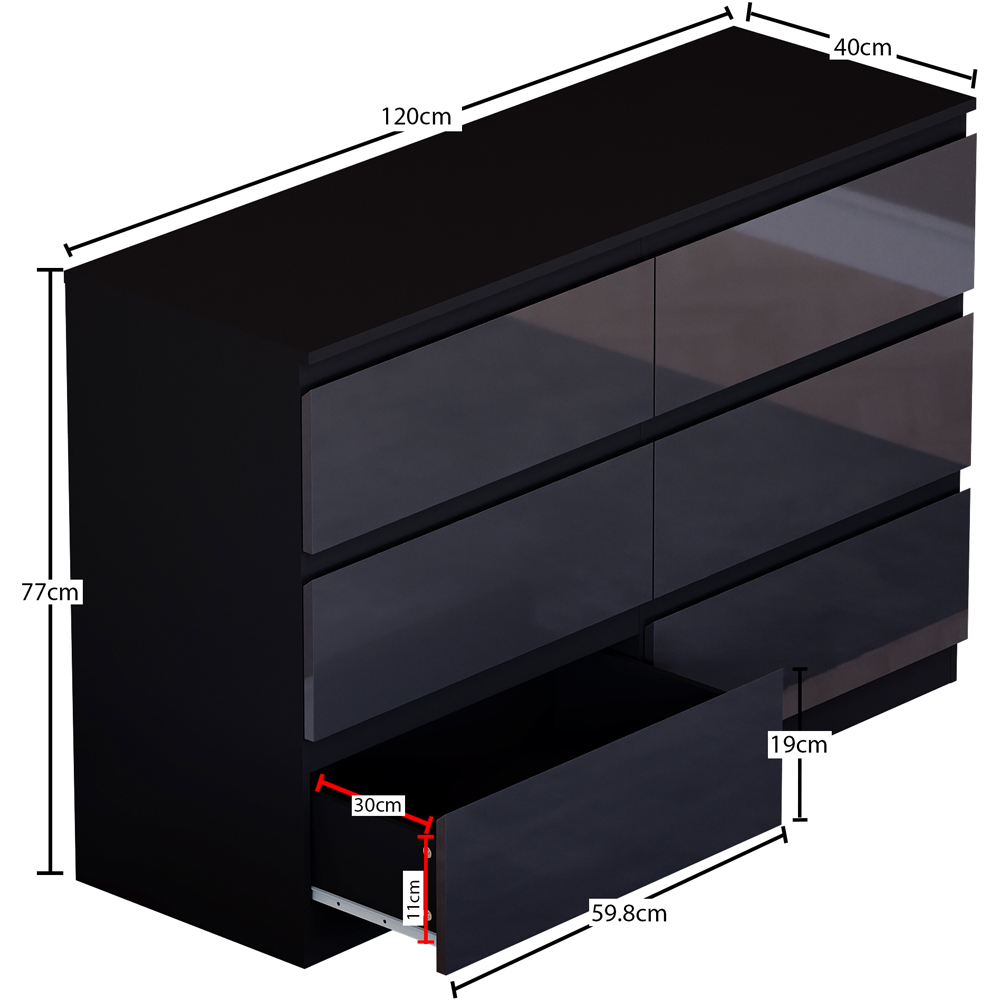 Vida Designs Glinton 6 Drawer Black Chest of Drawers Image 9