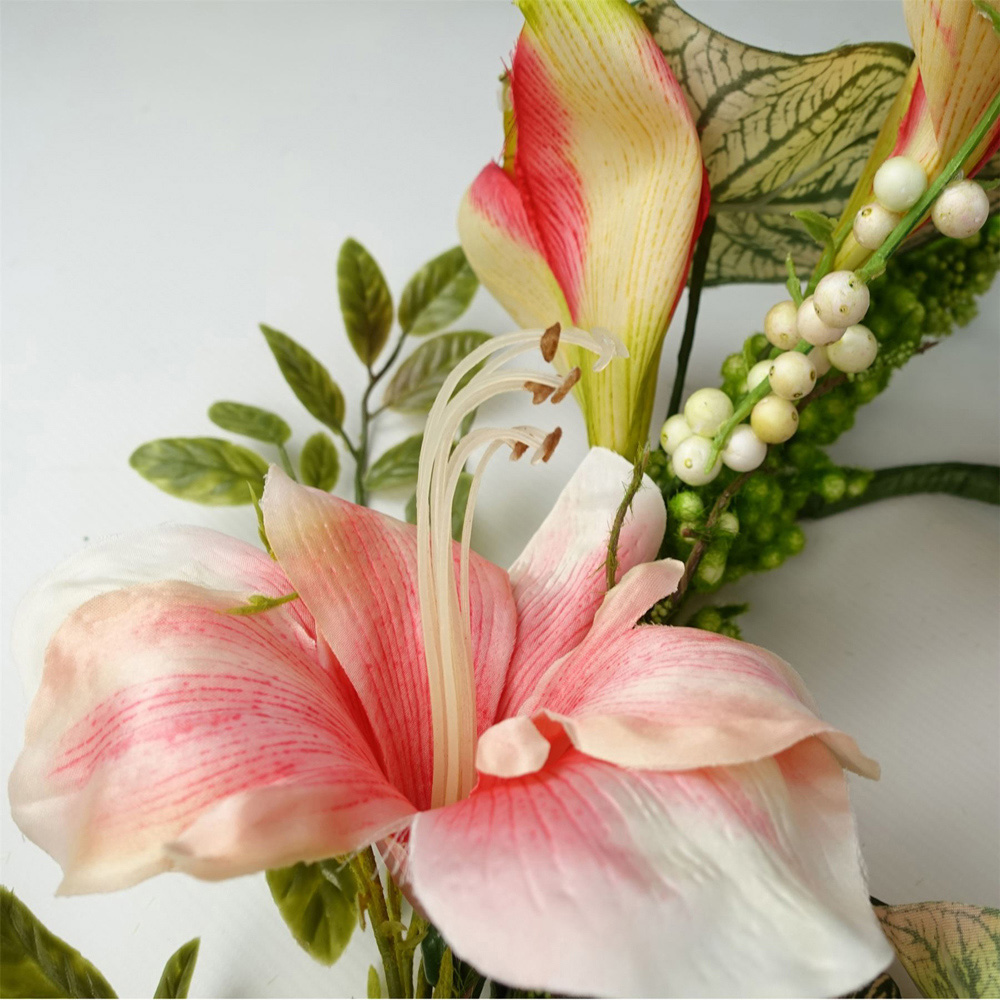 Leaf Pink Lily Hanging Artificial Garland 180cm Image 2