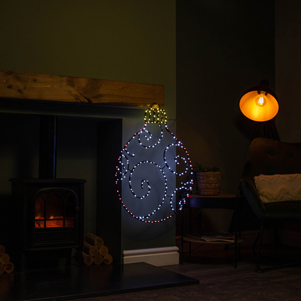 Samuel Alexander Red and White LED Metal Hanging Christmas Bauble Silhouette 78cm Image 6