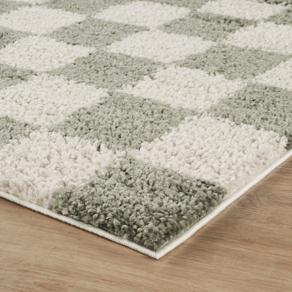 Desire Rugs Chester Sage Shaggy Checkered Rug 120 x 170cm Image 3