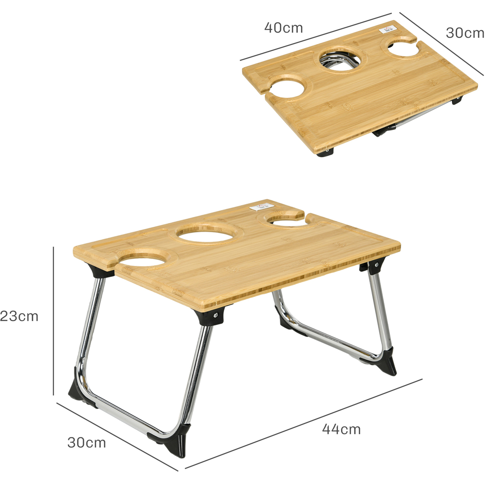 Portland Bamboo Foldable Wine Table with Bottle and Glass Holder Image 9