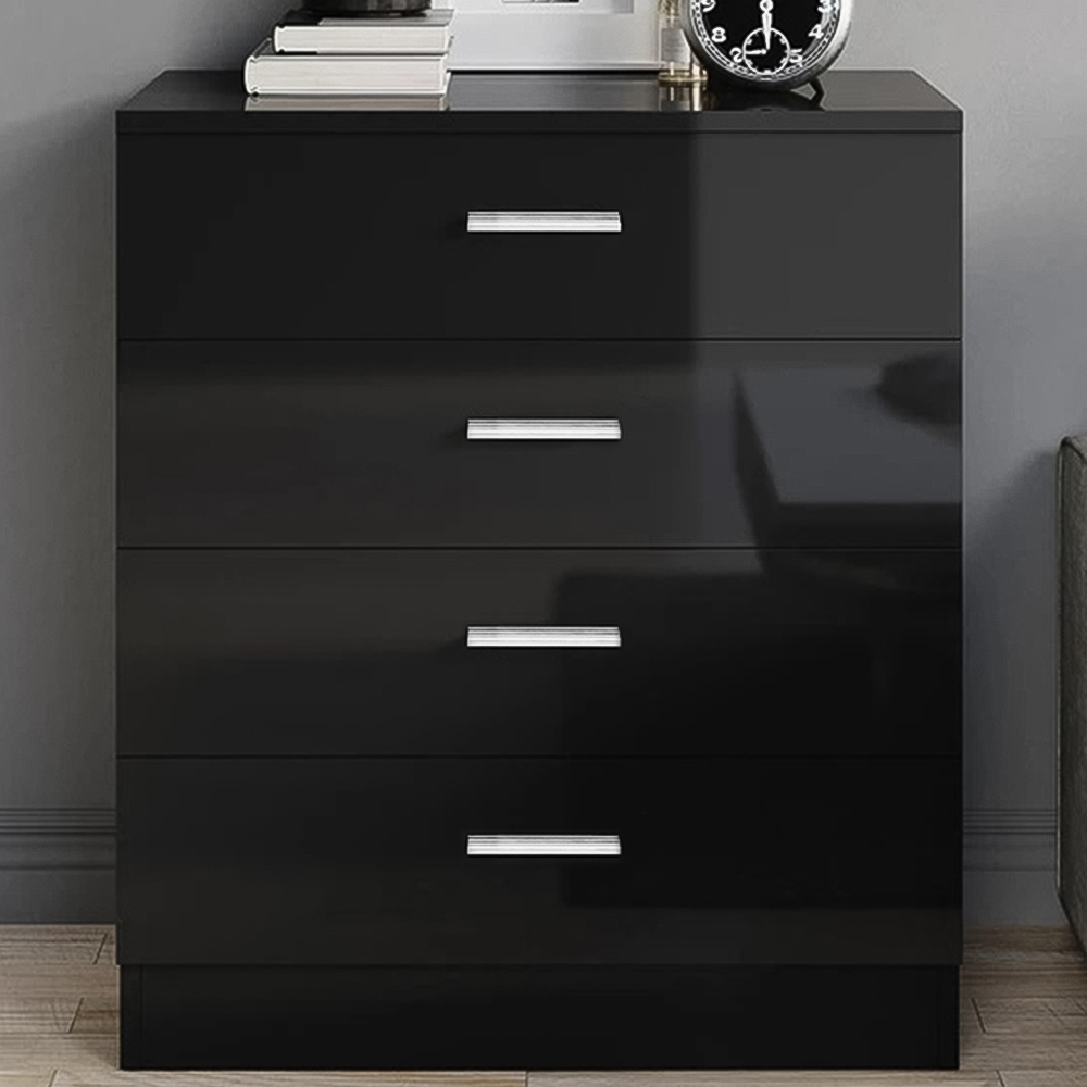 Brooklyn 4 Drawer Black High Gloss Chest of Drawers Image 1