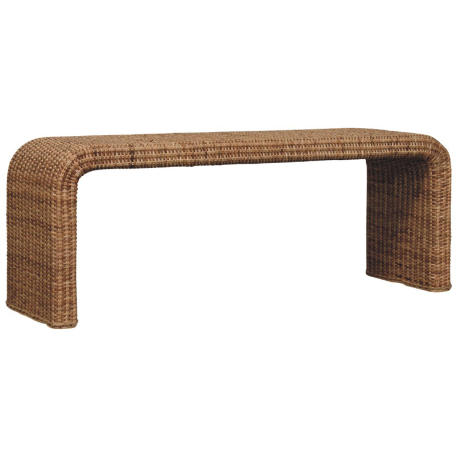 Artisan Furniture Solid Wood Beige Rattan Weave Bench Image 3