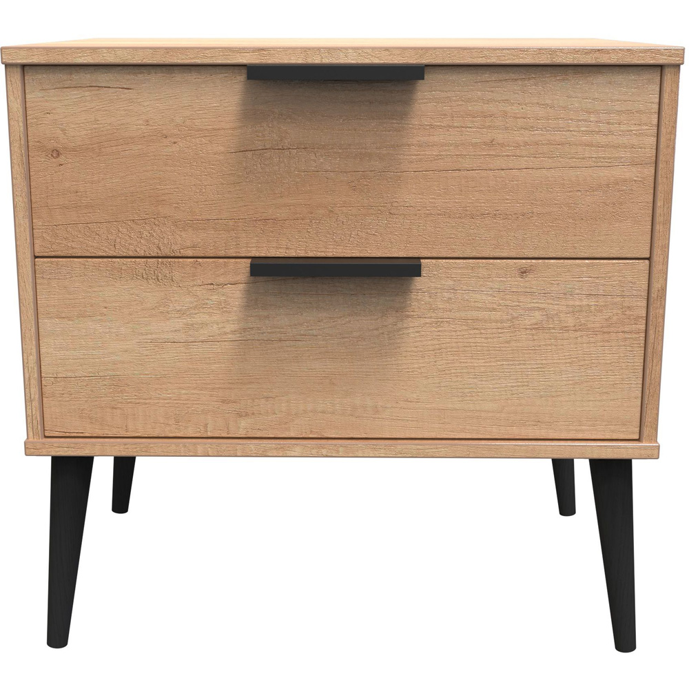 Crowndale Hong Kong 2 Drawer Nebraska Oak Side Table Ready Assembled Image 2
