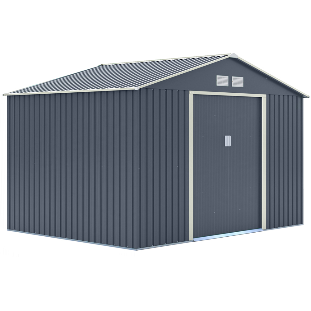 Rowlinson Trentvale Metal Apex Shed Dark Grey with Foundation Kit 10 x 8ft Image 1