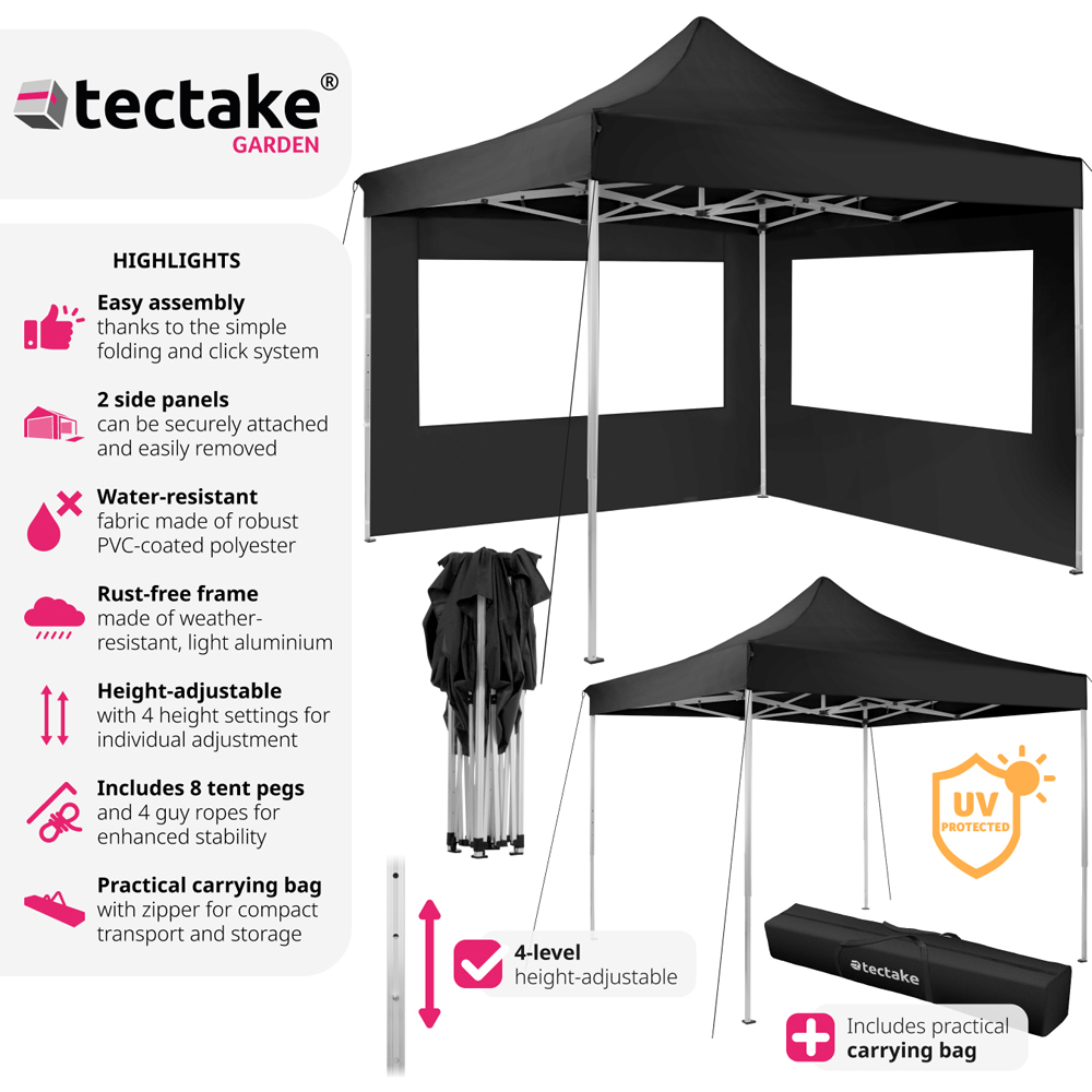 tectake Olivia 3 x 3m Black Aluminium Frame Gazebo Image 6