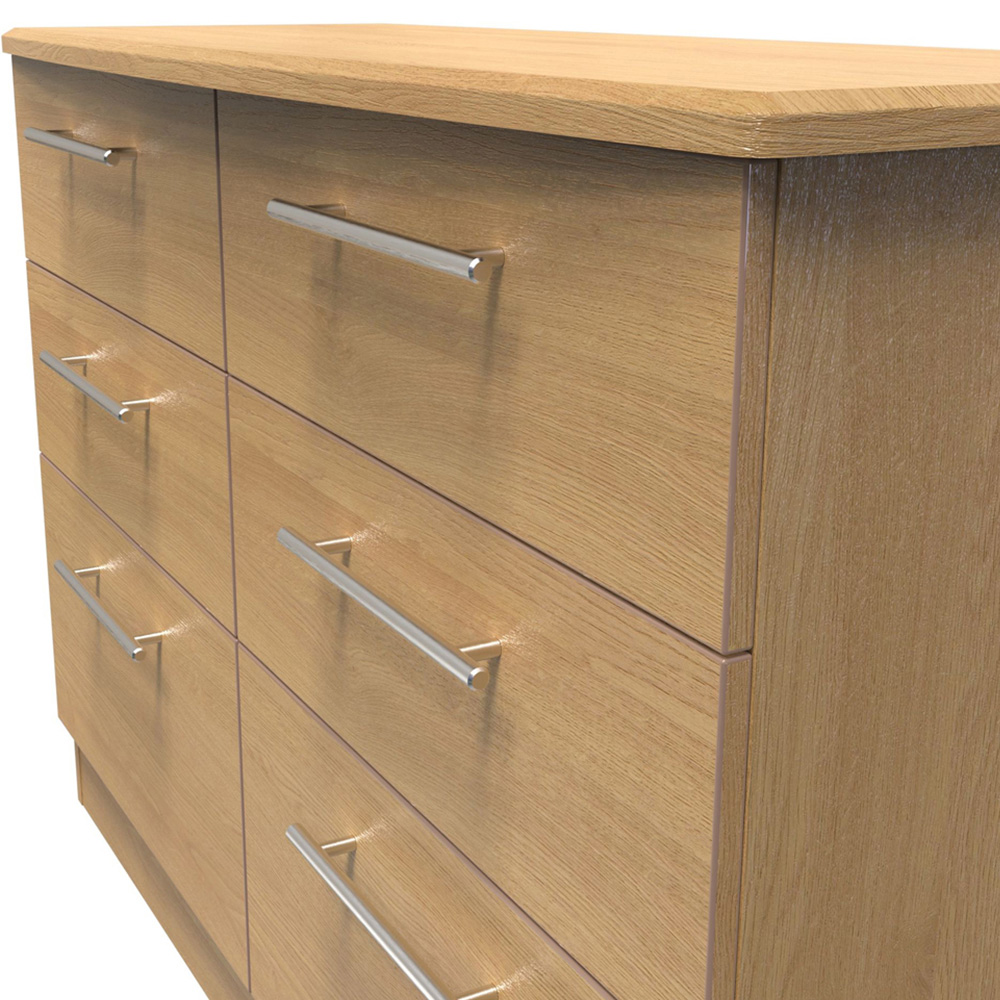 Crowndale Sherwood 6 Drawer Oak Wide Midi Chest of Drawers Image 5