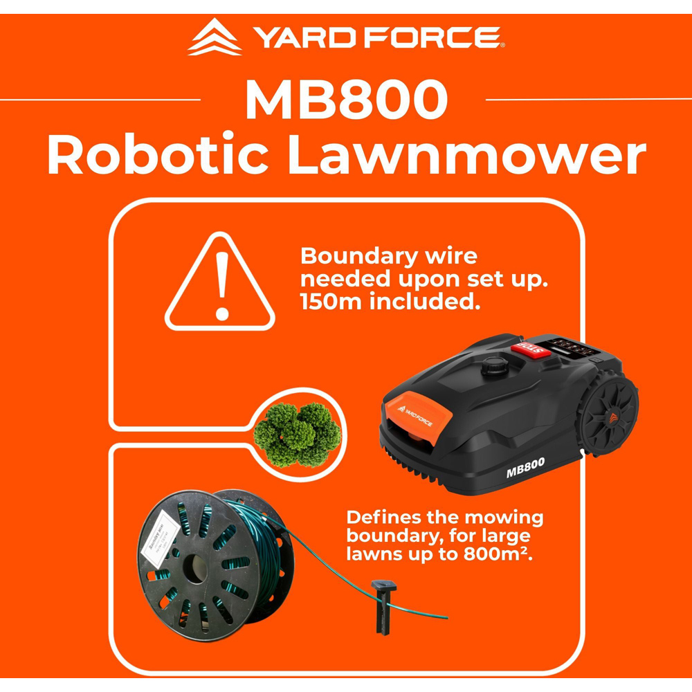 Yard Force MB800 20V 18cm Robotic Lawn Mower with Bluetooth App Control Image 8