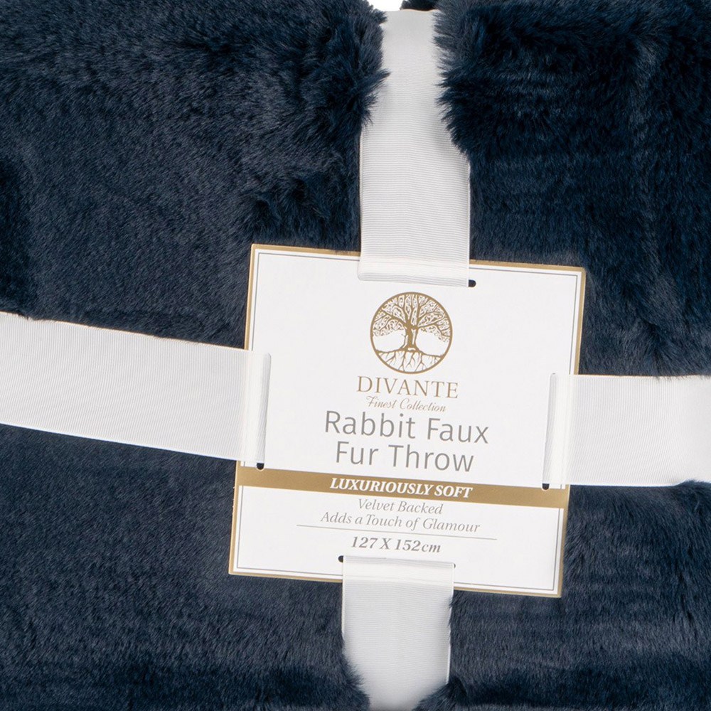 Divante Navy Rabbit Faux Fur Throw 127 x 152cm Image 6