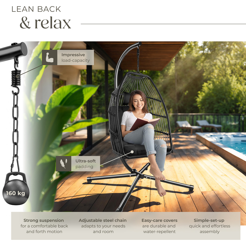 tectake Ariane Black Egg Chair Image 3