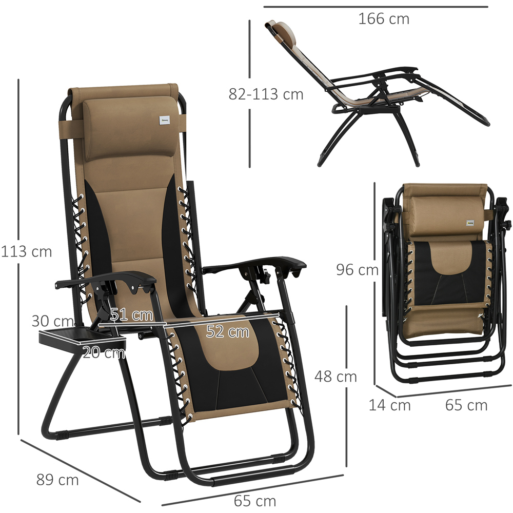Outsunny Coffee Zero Gravity Folding Recliner Chair with Cup Holder Set of 2 Image 7