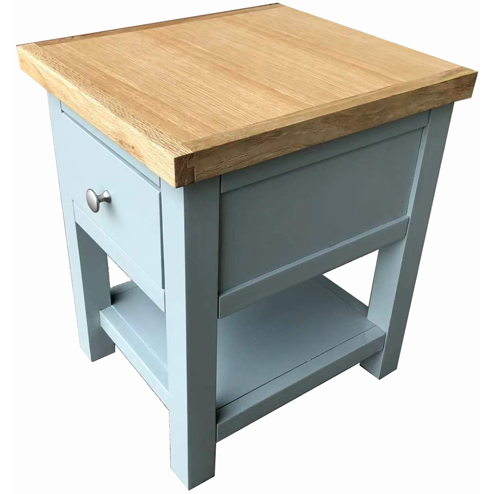Furniture One Single Drawer Single Shelf Blue Oak Bedside Table Image 5