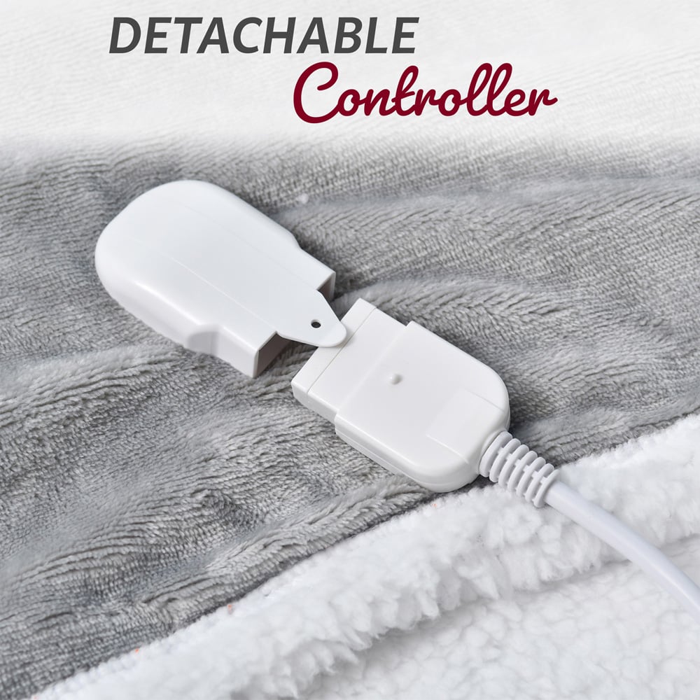 GlamHaus Light Grey Electric Throw 160 x 130cm Image 4