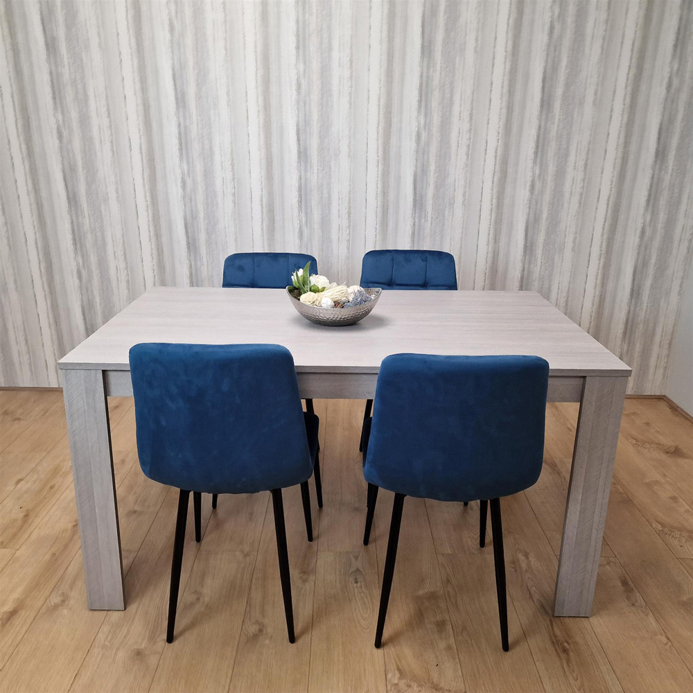 Portland 4 Seater Square Velvet Dining Table Set Arrow Grey and Blue Image 6
