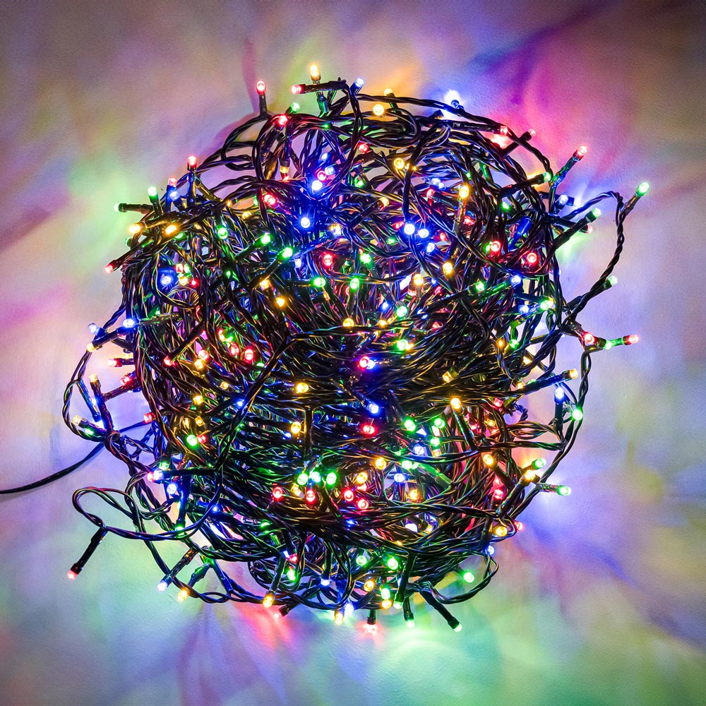 The Christmas Centre 720 Multicoloured LED Multifunction Green Cable String Light 64m Image 1