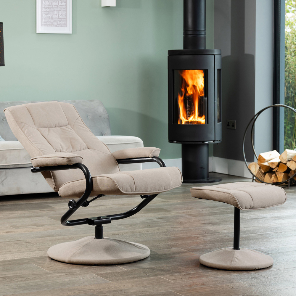 Artemis Home Ripley Cappuccino Swivel Recliner Chair with Footstool Image 2