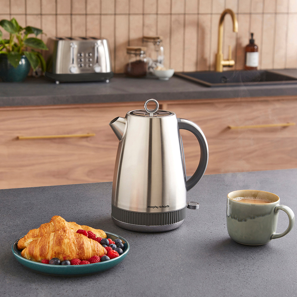 Morphy Richards Mexborough 102902 Grey Trim Stainless Steel 1.7L Kettle Image 2
