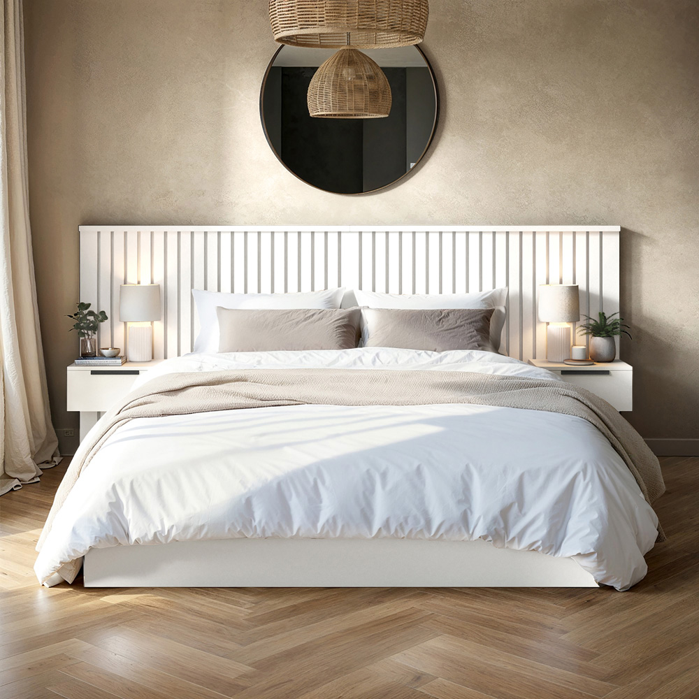 Solace+Co Taylor Double White Hotel Ottoman Bed with Side Table Image 5