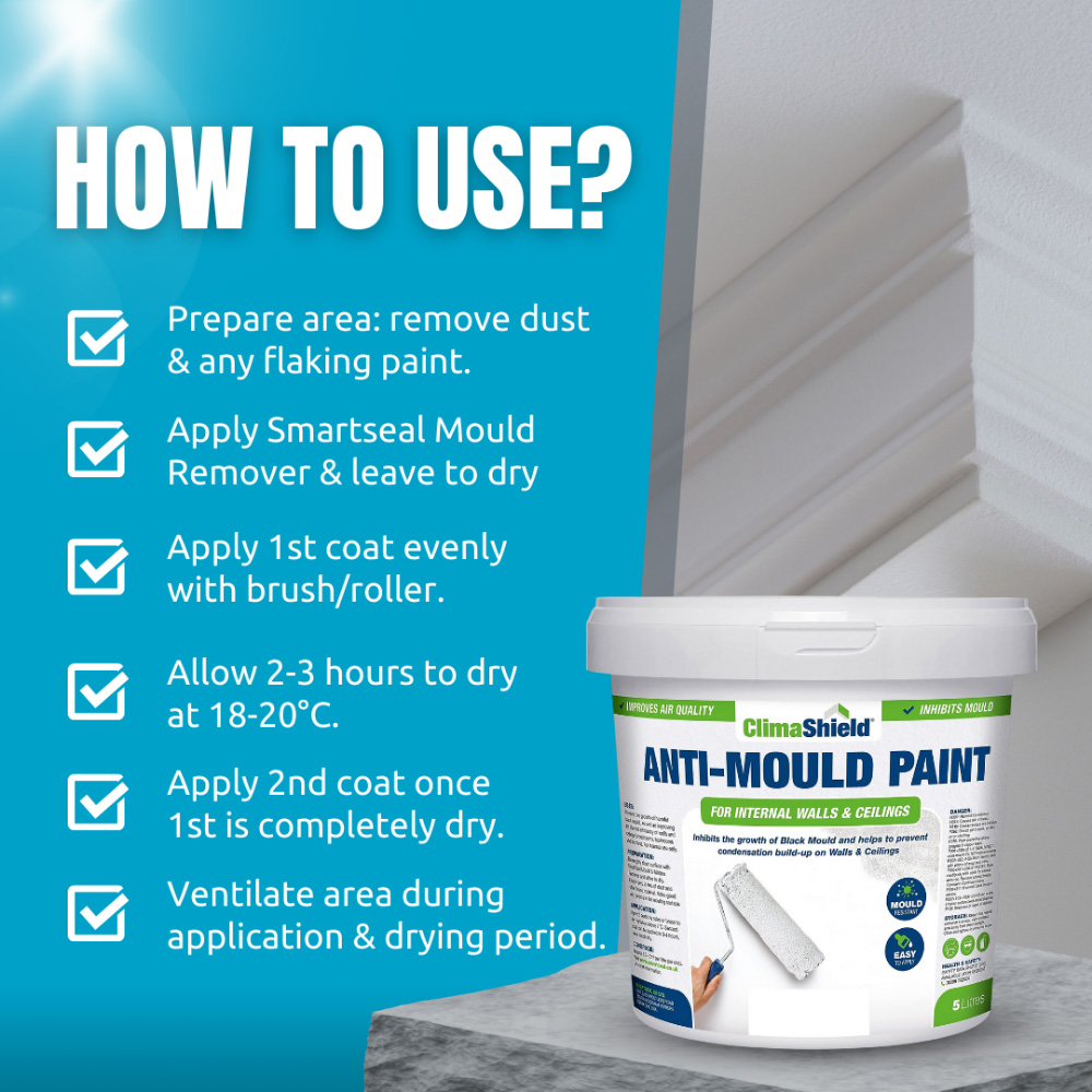 SmartSeal Brilliant White Anti Mould Paint 2.5L Image 6