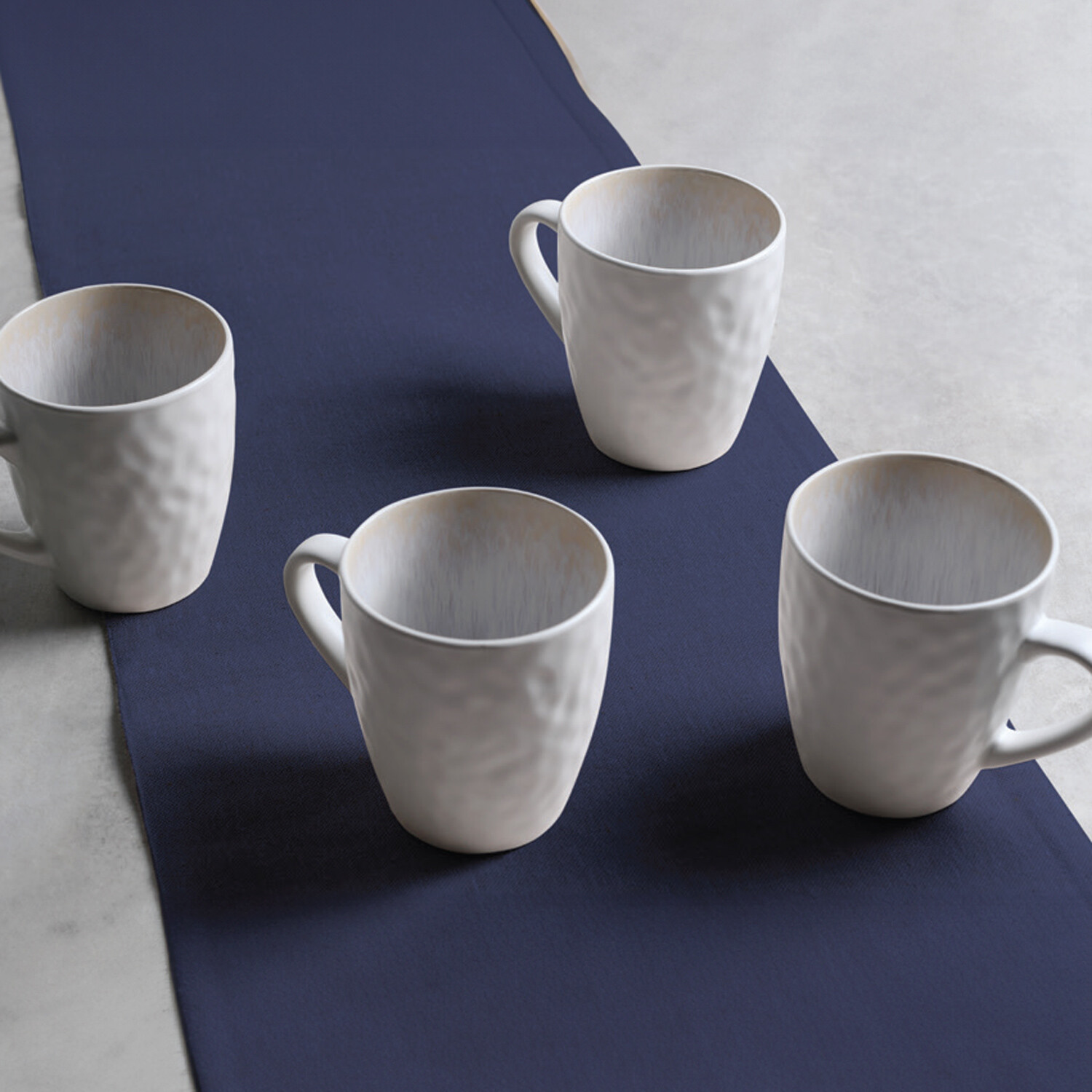 Pack of 4 White Textured Mugs - White Image 2