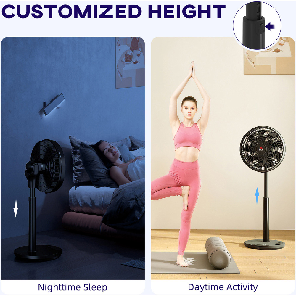 HOMCOM Black Oscillating Pedestal Fan with Adjustable Height and Timer 43 inch Image 8