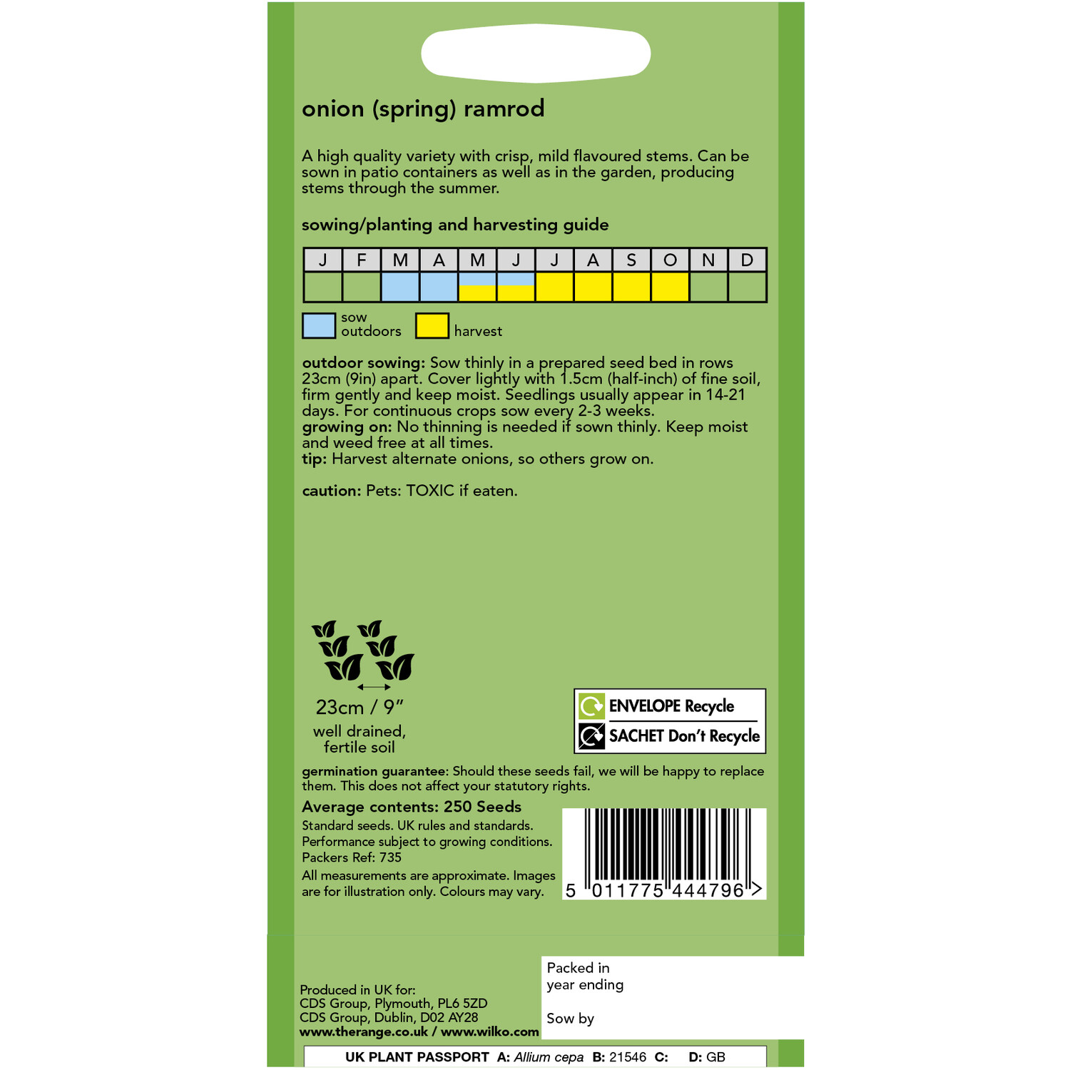 Wilko Spring Onion Ramrod Seeds and Green Image 2