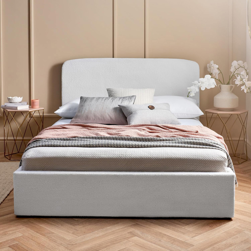 Home Treats Double Boucle and White Plush Ottoman Storage Bed Image 8