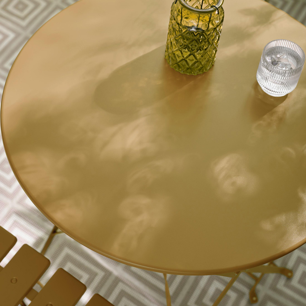 Furniturebox Cruz 2 Seater Metal Outdoor Bistro Set Mustard Yellow Image 3