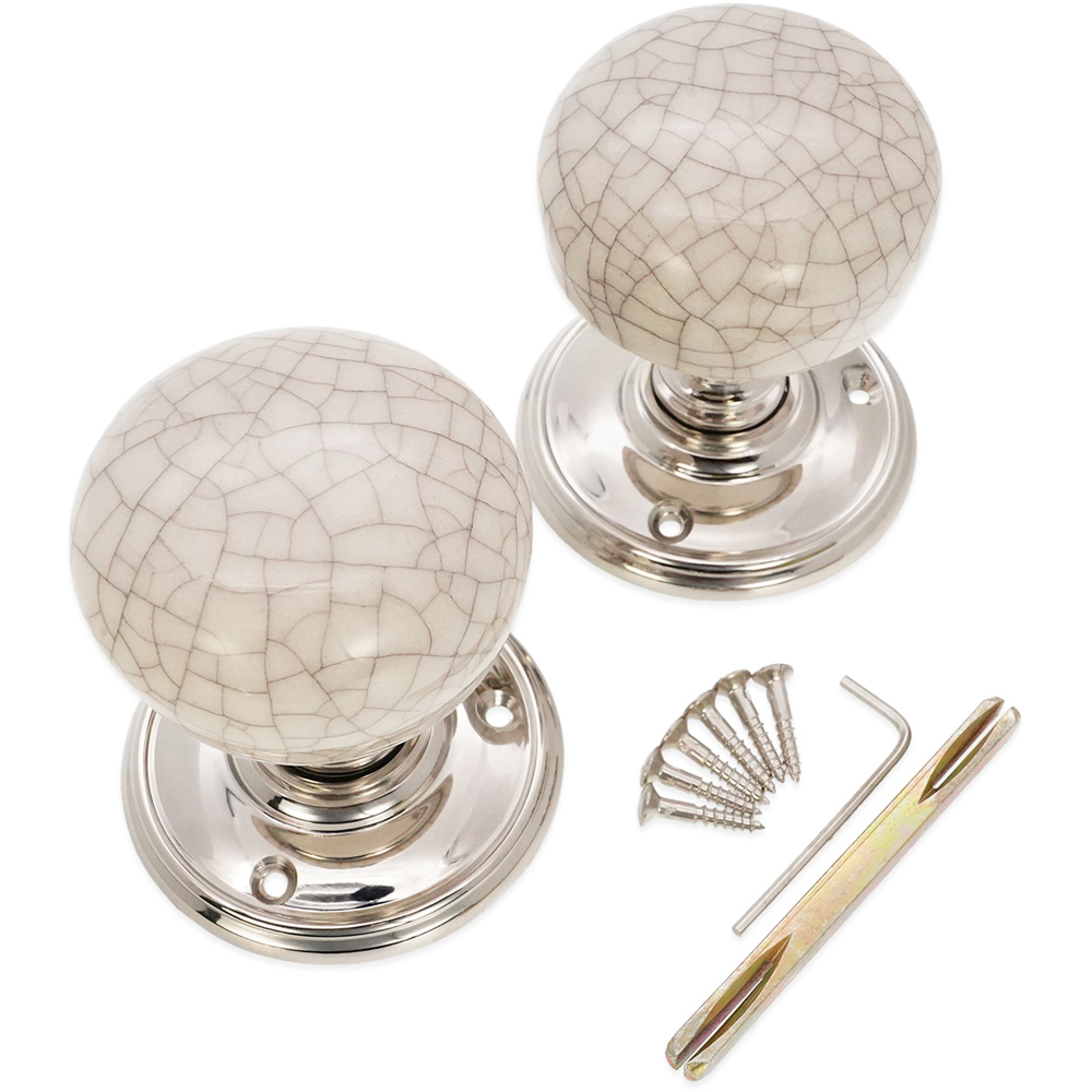 Spira Brass Polished Nickel Ceramic Mortice Door Knob 2 Pack Image 4