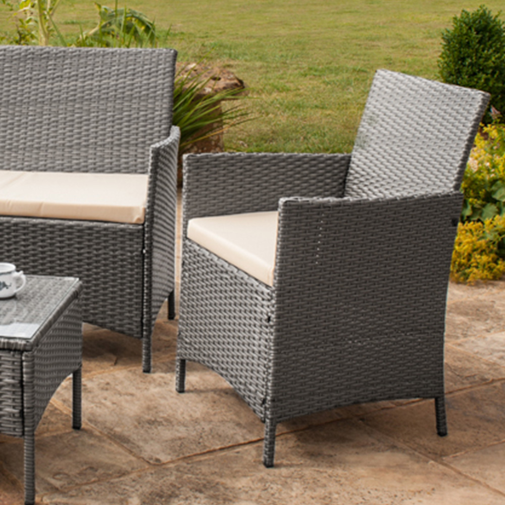 Comfy Living 4 Seater Light Grey Rattan Sofa Set with Cover Image 5