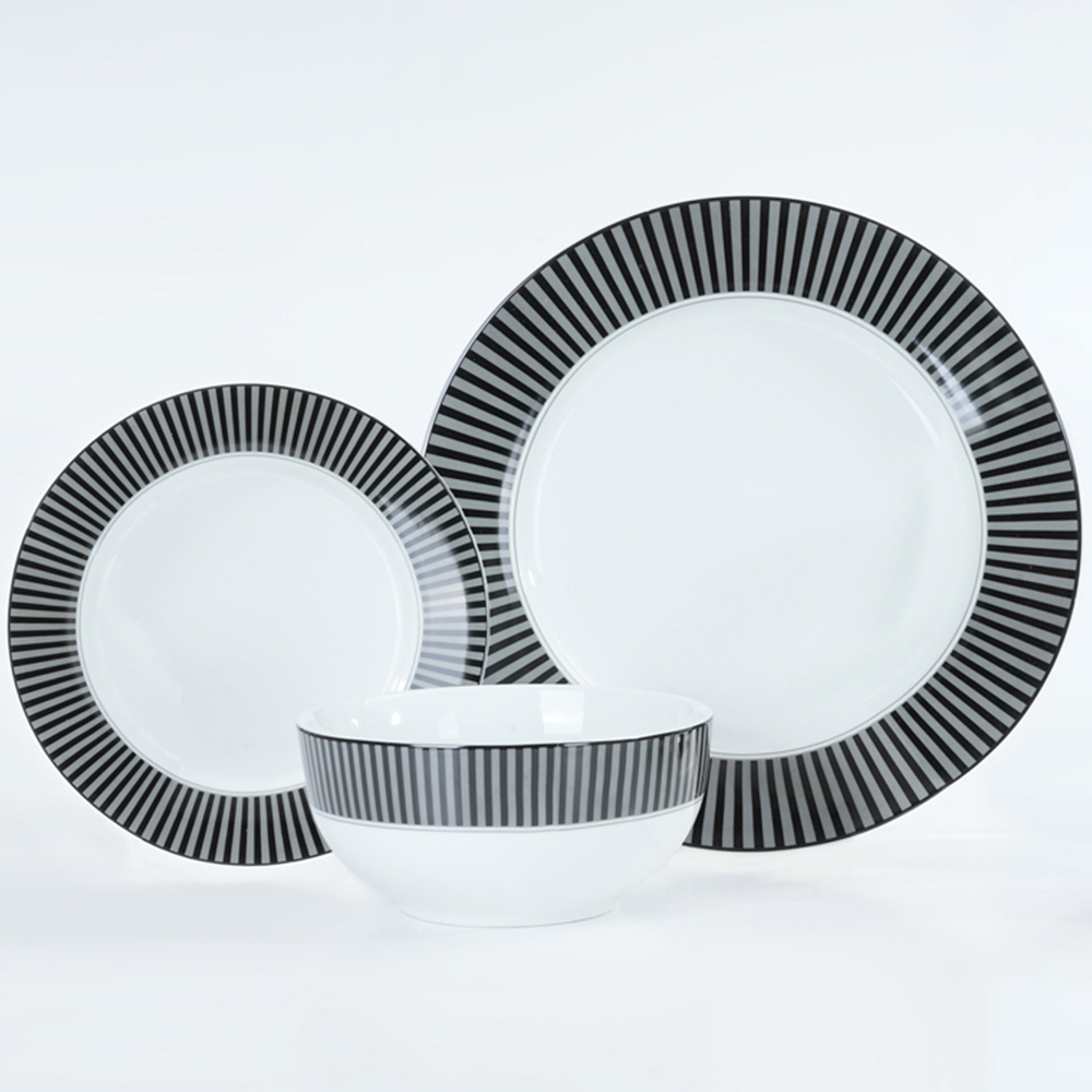 Waterside Belmont Black Stripe 12 Piece Dinner Set Image 3