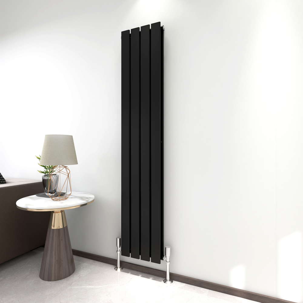 Black 3463 BTU Double Flat Panel Vertical Column Radiator 1600 x 272mm Image 2