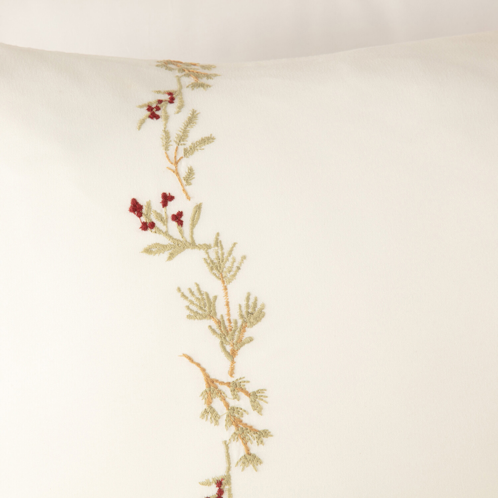 Embroidered Foliage Duvet Set White Double Image 3