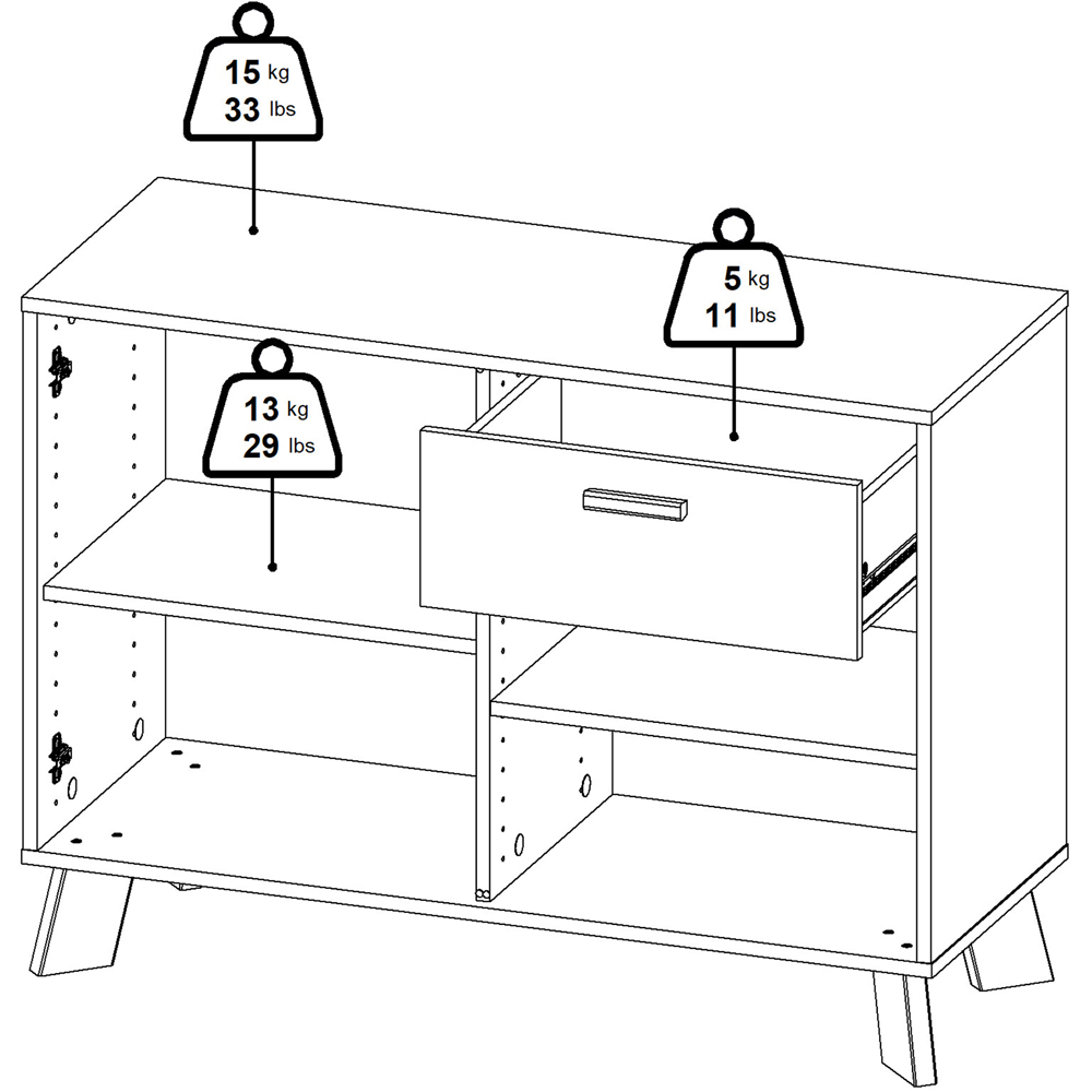 Furniture To Go 2 Door Single Drawer White and Brown Sideboard Image 7