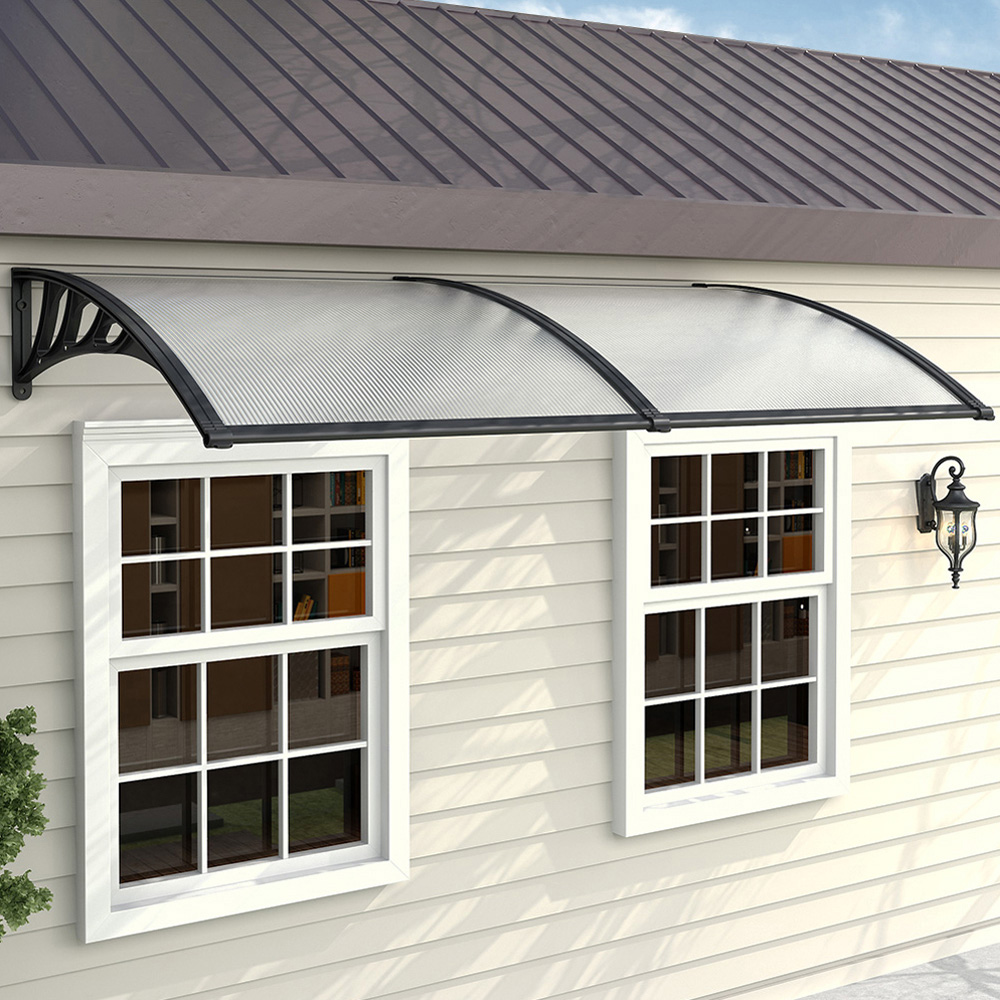 Living and Home Black Window and Door Awning Canopy with Brackets 1.9m Image 5