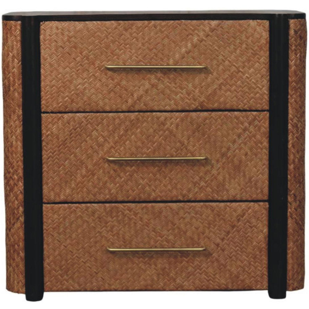 Artisan Furniture Havana Brown 3 Drawer Solid Wood Weave Chest of Drawers Image 2