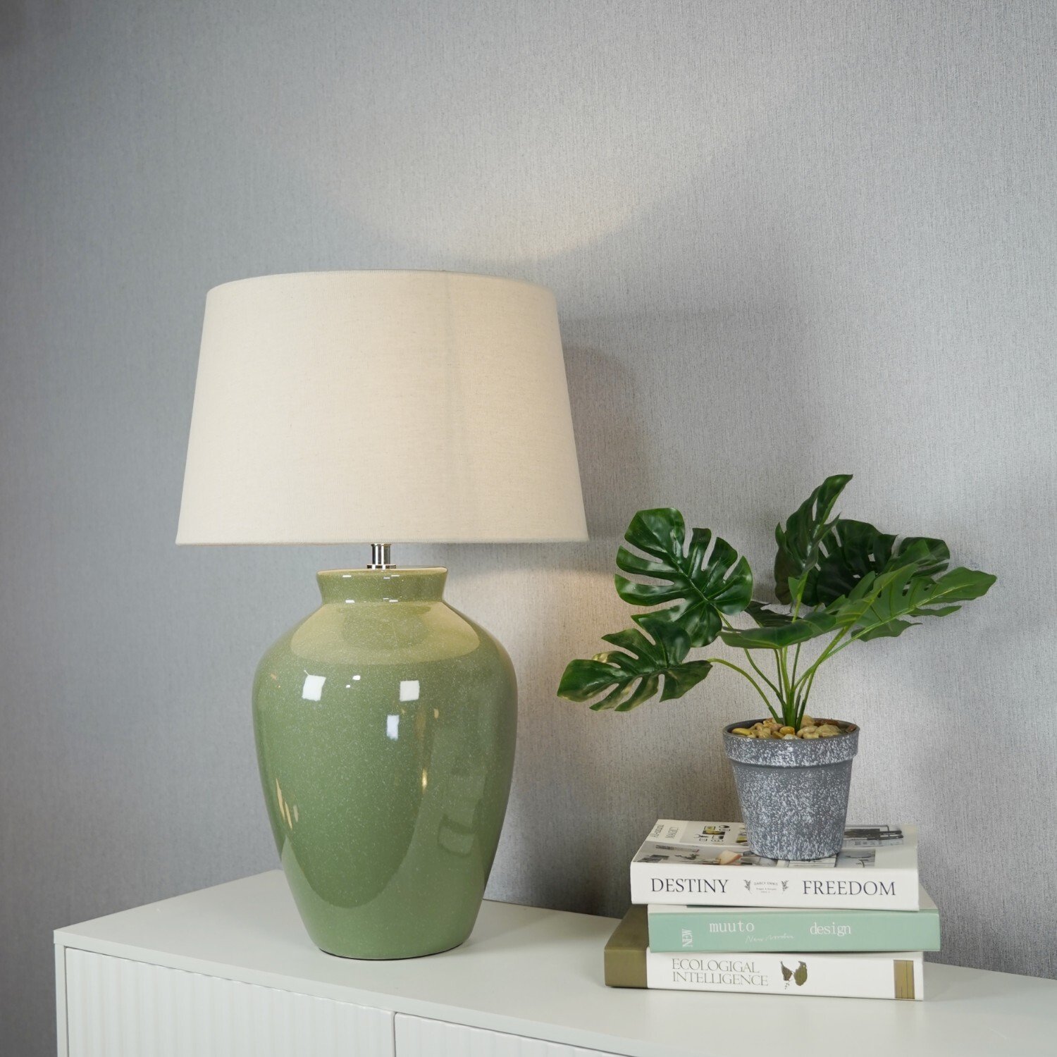 Vaughn Ceramic Table Lamp Green Image 9