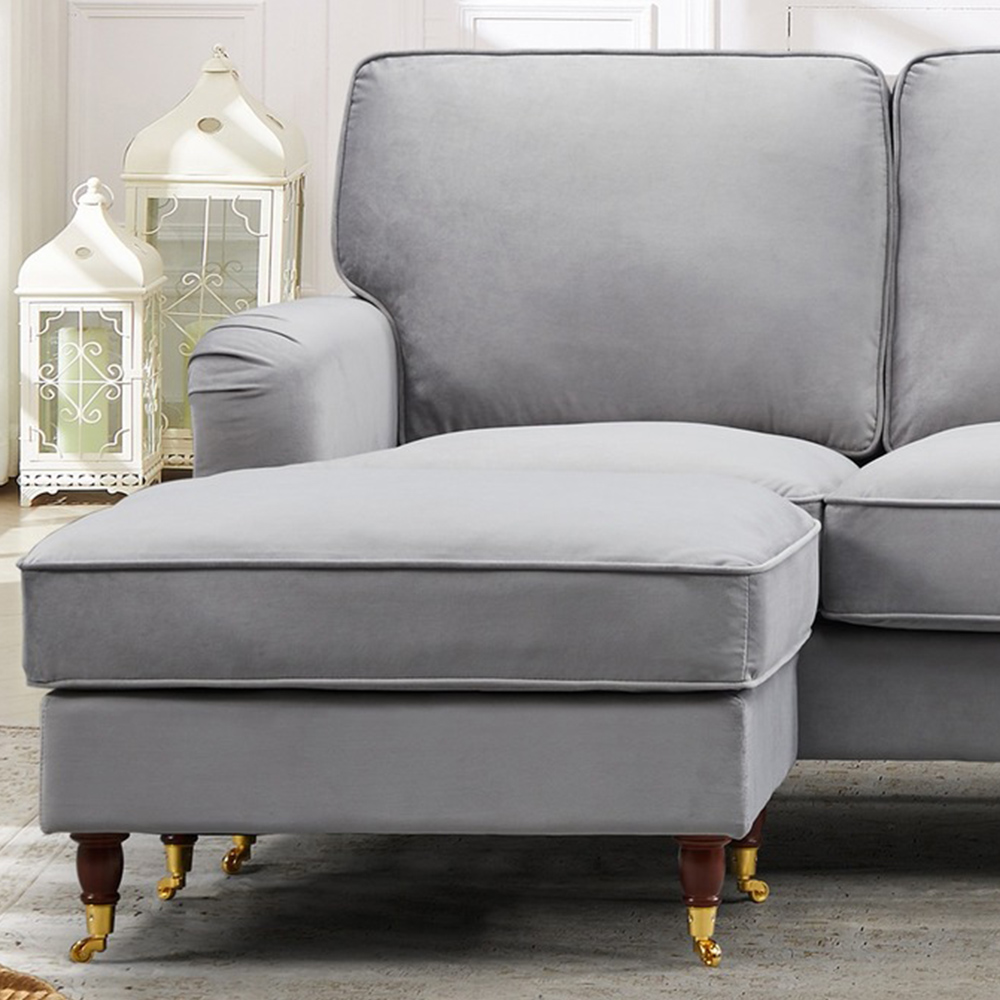 Woodbury 3 Seater Grey Velvet Reversible Corner Sofa Image 2