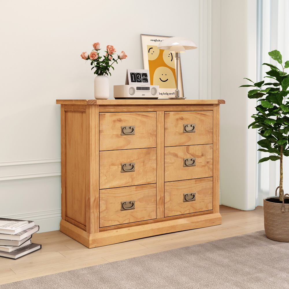 Cabinet Bits Lucca 6 Drawer Brown Brass Drop Handle Chest of Drawers Image 8