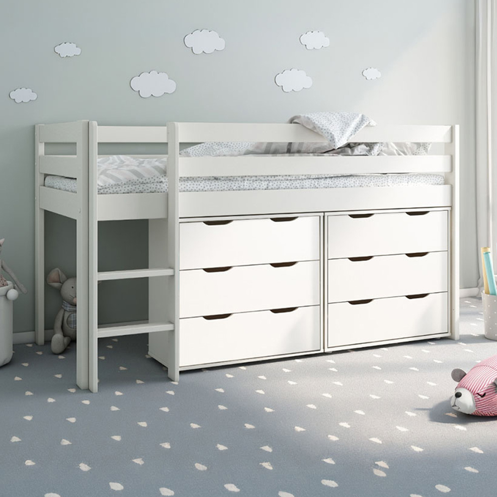 Noomi Midi Single Continental White Mid Sleeper with Underbed Drawer Image 5