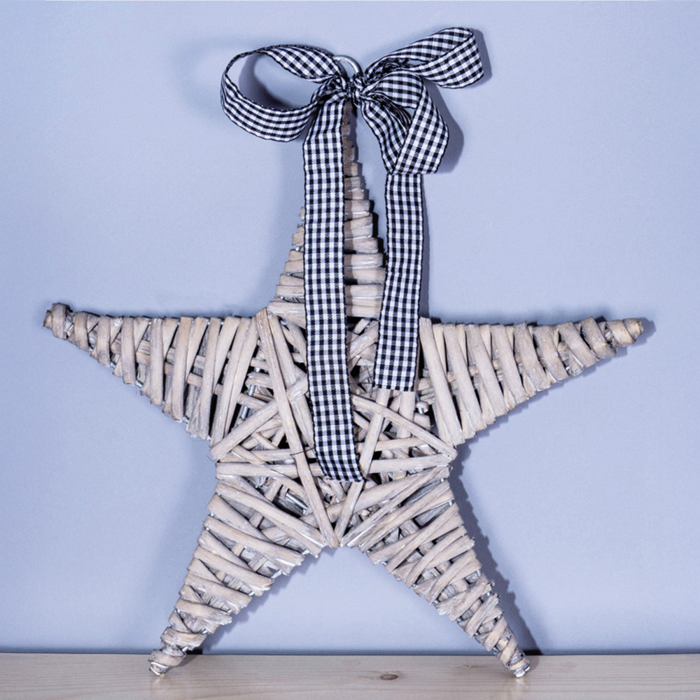 St Helens Light Grey Wicker Woven Willow Star Christmas Decoration Image 4