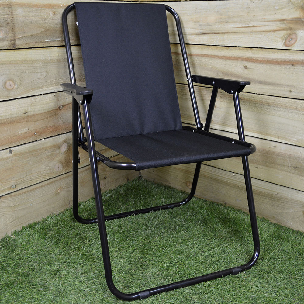 Samuel Alexander Black Folding Canvas Outdoor Chair 6 Pack Image 2