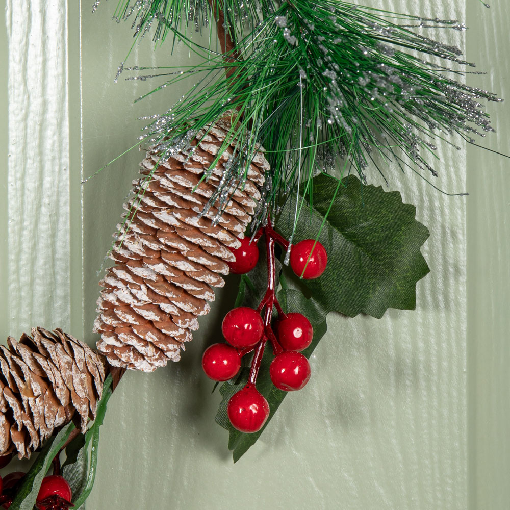 Samuel Alexander Wreath with Red Berries and Pinecones 40cm Image 4