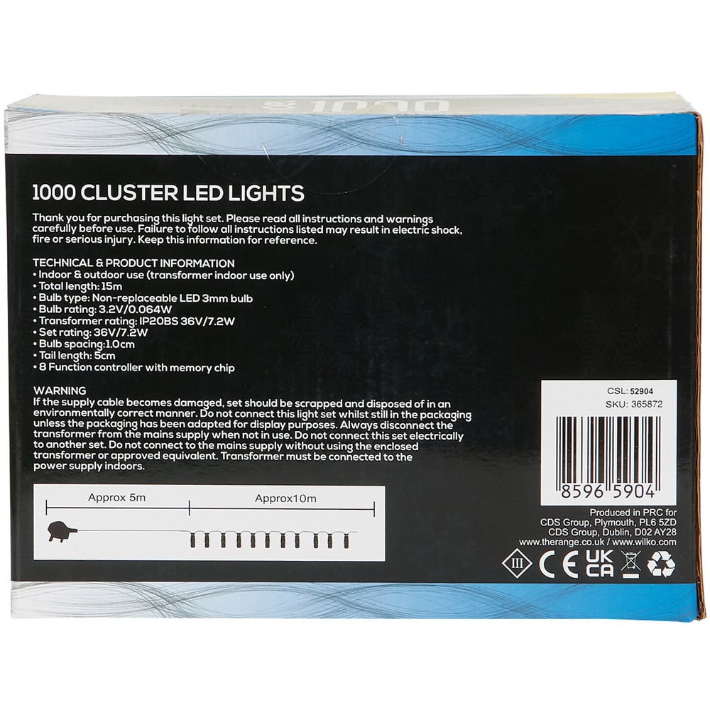 1000 Cluster LED Lights Blue and White - Blue & White Image 2