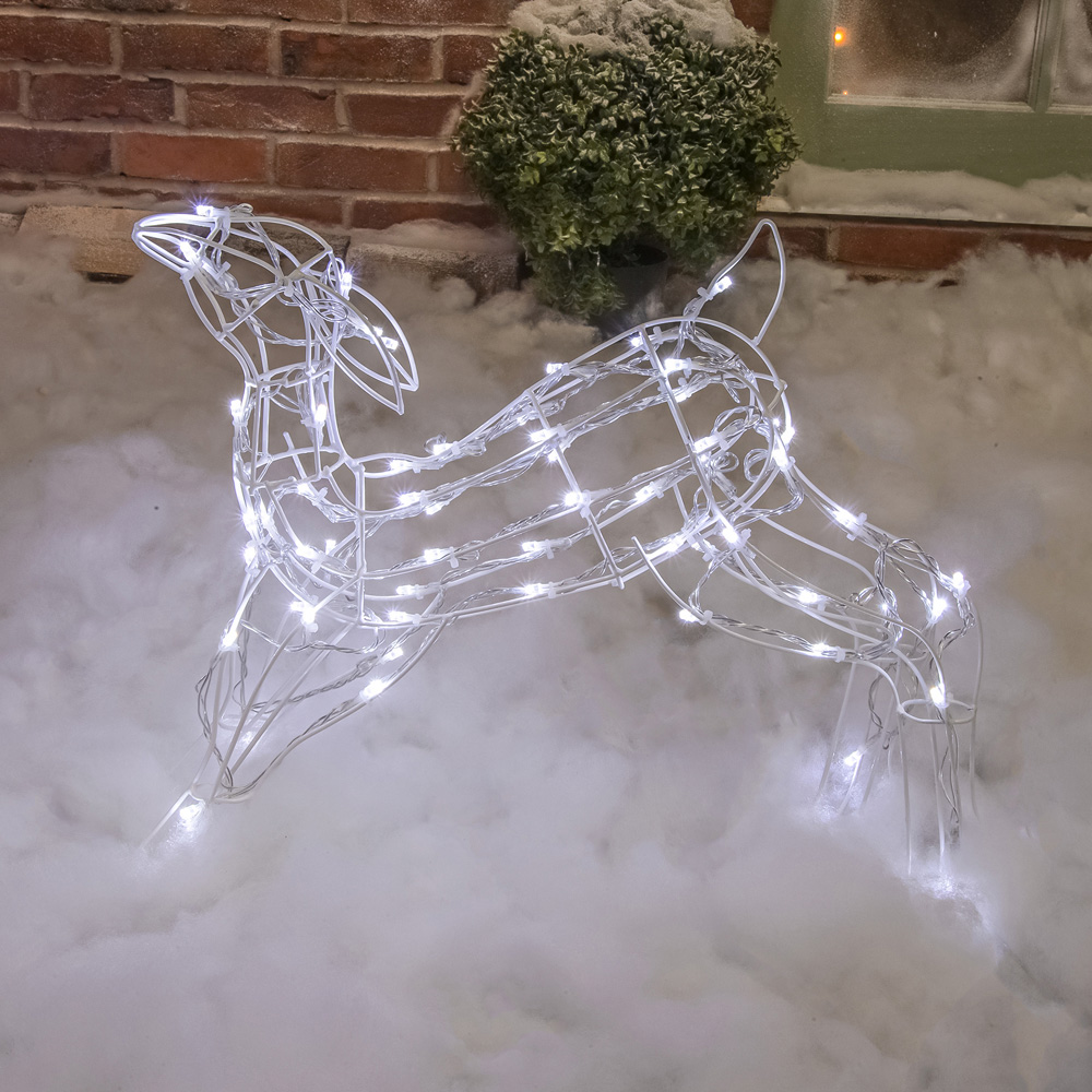 The Christmas Centre 250 LED White Wire Light-Up Mother and Baby Reindeer Set 3.2ft Image 5