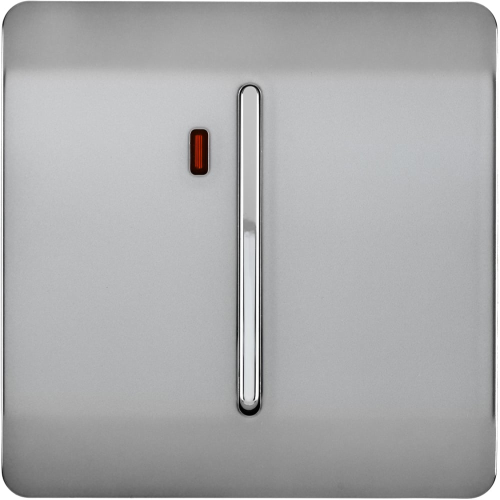 Trendi Switch 1 Gang 45amp Brushed Steel Cooker Switch with Neon Image 1
